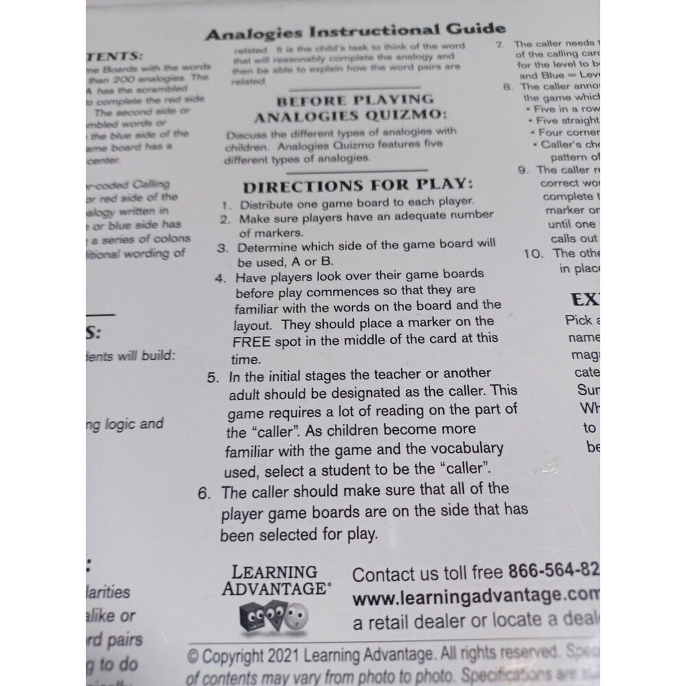 Quizmo Analogies Educational Bingo Language Skills Game 2-36 Players Age… - Picture 12 of 14